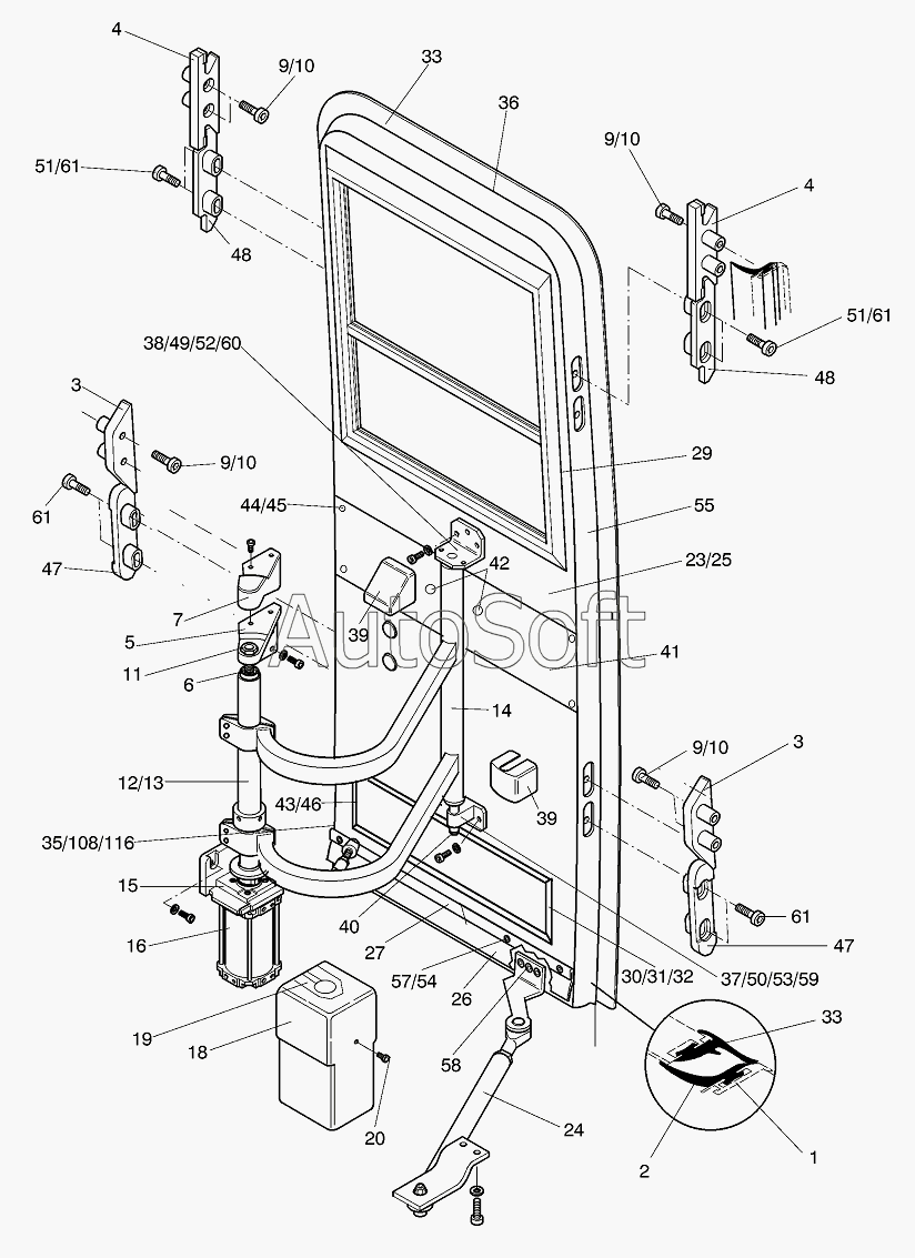 Чертеж OUTWARD SWINGING DOOR
